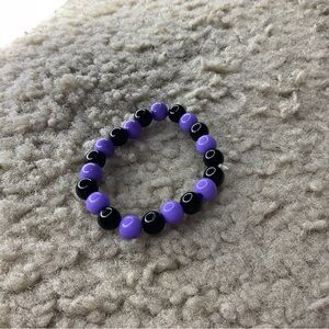 Purple and Black Kids Beaded Bracelet